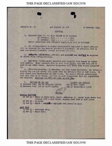 Bulletin# 17, 11 NOVEMBER 1943