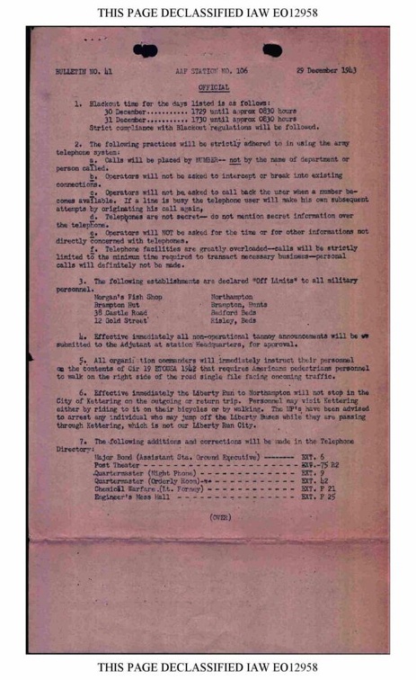 Bulletin# 41, 29 DECEMBER 1943 Page 1