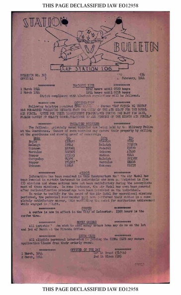 Station Bulletin# 30, 29 FEBRUARY 1944 Page 1