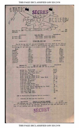 Station Bulletin# 39, 18 MARCH 1944 Page 1