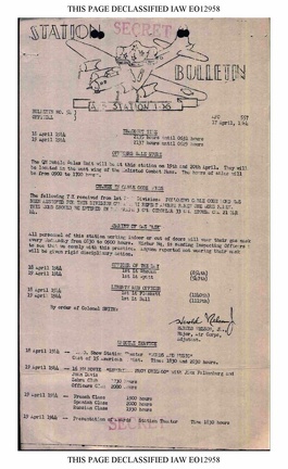 Station Bulletin# 54, 17 APRIL 1944