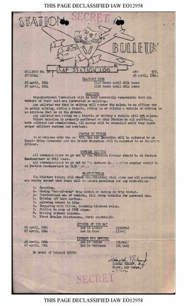 Station Bulletin# 58, 25 APRIL 1944 Page 1