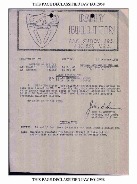 BULLETIN# 79, 14 OCTOBER 1945