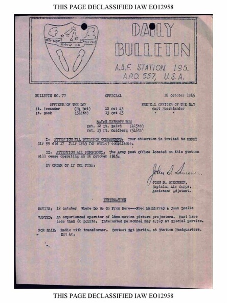 BULLETIN# 77, 12 OCTOBER 1945