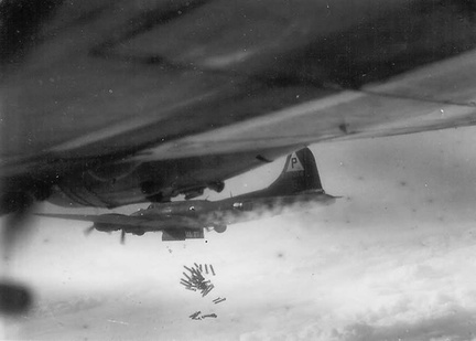 42-38014 BK*G, A view from the Ball on 22 March 1944.  Mission 79B