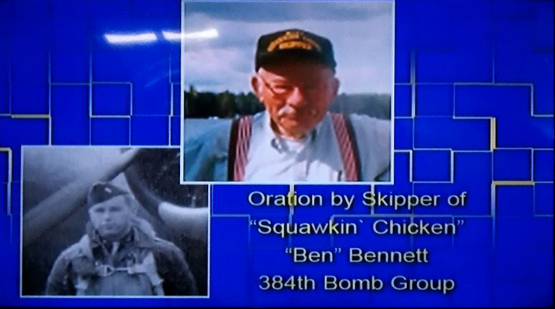 Screen of a video at the 390th Bomb Group Museum, Tucson, Arizona, Ben Bennett is the narrator.png