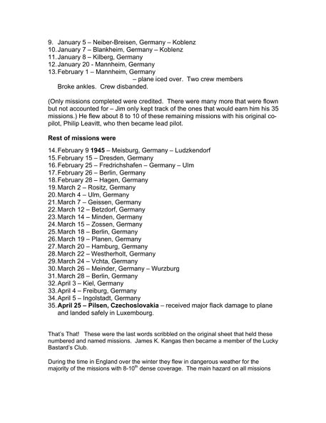 546th War Record,  James K. Kangas pg 2 of 3