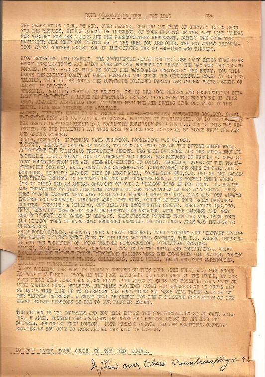 "Cook's Tour" Letter of Information for passengers