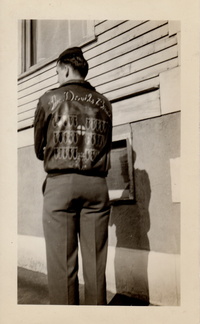 Russell Don Reams, Devil's Brat flight jacket, back, 31 Missions