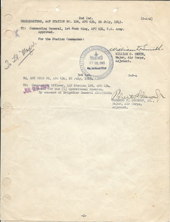 1943-07-17 Request To Participate in Aerial Flight, - Endorsement, Appproved for 1 Flight