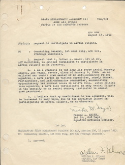 1943-08-17 Request To Participate in Aerial Flight