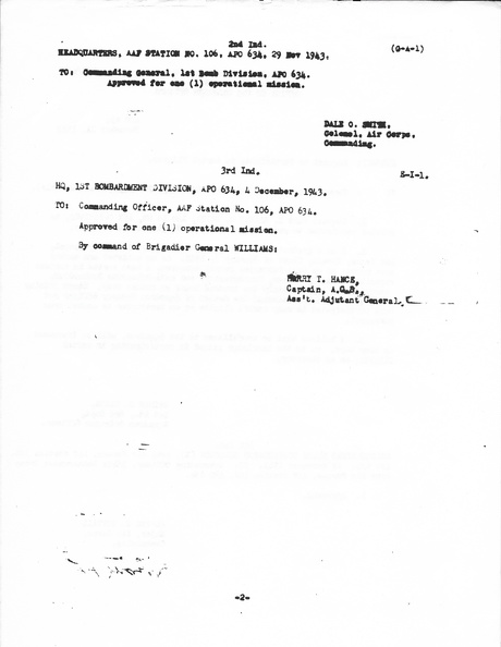 1943-11-21 Request To Participate in Aerial Flight, - Endorsement, Appproved for 1 Flight.jpg