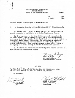 1944-04-20 Request To Participate in Aerial Flight