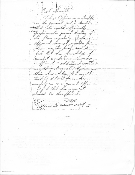 1944-06-07 Request To Participate in Aerial Flight (Volunteer), Note on Back from Unknown Officer recommends Disapproval.jpg