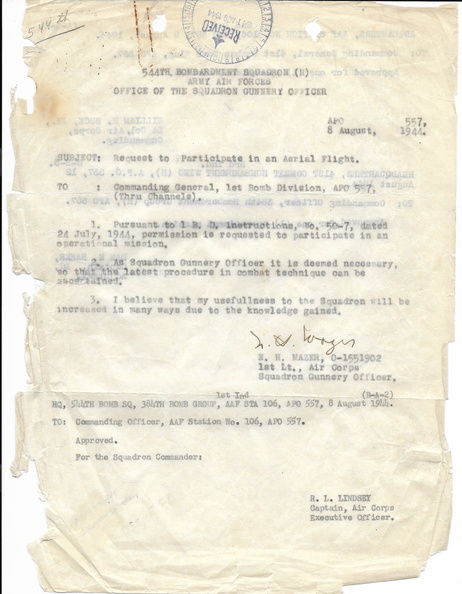 1944-08-08 Request To Participate in Aerial Flight.jpg
