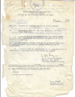 1944-08-08 Request To Participate in Aerial Flight