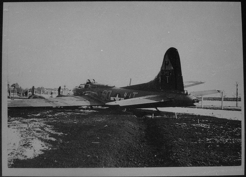 After having two engines shot out by flak, Laseur force landed SO*T 42-31871 at Dubendorf, Switzerland 18 March 1944; the crew was interned