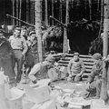 POWs sorting Red Cross parcels in Weilhart Forest