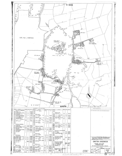 1:2500 scale map of communal and work sites, Grafton Underwood, August 1944