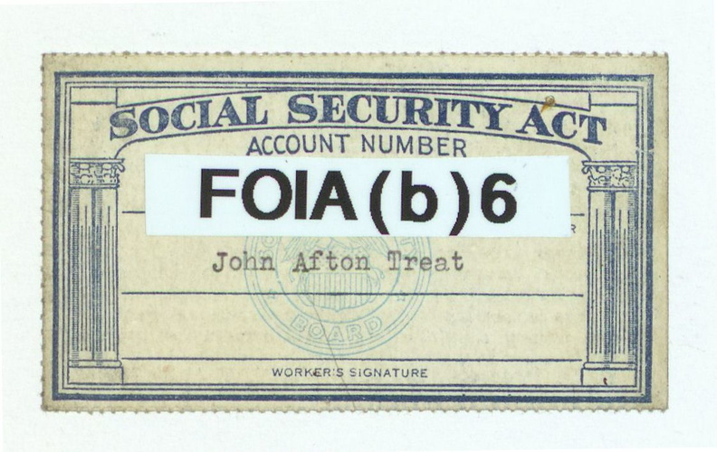 John A. Treat, Social Security Card.jpg