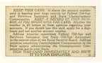 John A. Treas Social Security card, reverse side