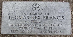 Grave of 1st Lt Thomas Rex Francis