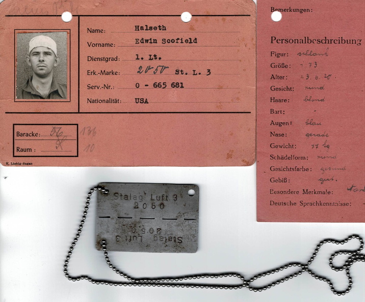 Edwin S. Halseth's POW camp registration card and POW  ID Tag.jpg