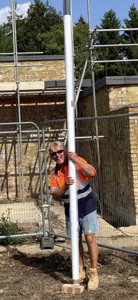 Russ about to fit the pole. .. Hopefully straight!!.jpg