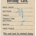 1944-09 BERTHING CARD, TROOP TRANSPORT, FRONT