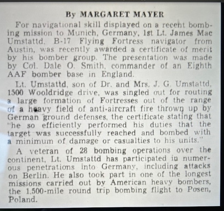 Umstattd, News Article 3 USAAf 8th AF