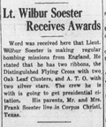 Wilbur Soester, Award