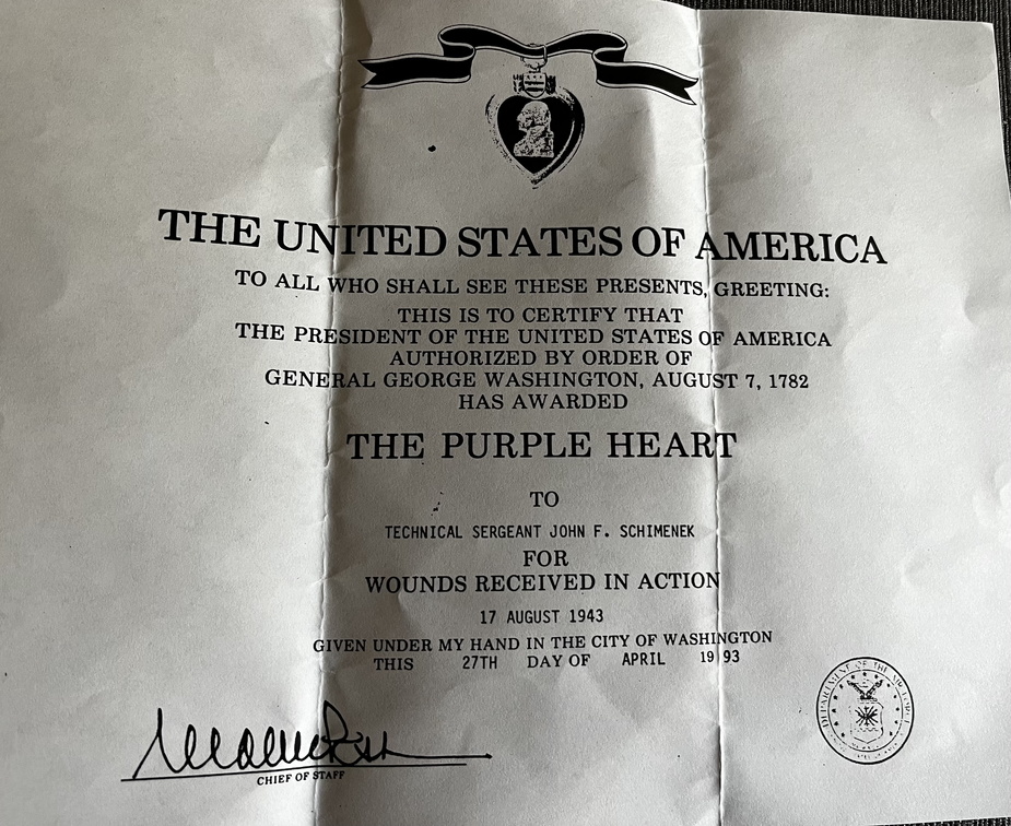 Letter, Dept of Air Force Chief of Staff