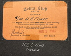 Arthur Alvin Fisher Zebra Club Card